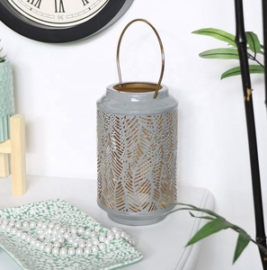 Linterna de hierro decorativa para decoración, vela redonda gris, regalo de boda, vacaciones, casa, Hotel, restaurante, gran calidad, venta al por mayor, India - Product Image 1