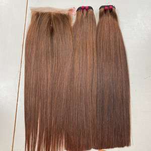 Extensions de cheveux humains vietnamiens cuticule aligné os droit châtaigne vague Style dentelle paquet pour la fabrication de perruques pour femmes noires - Product Image 2