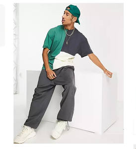 Patchwork trois tons T-shirt pour hommes Fitness T-shirt qualité supérieure Streetwear 100% coton hommes coupe ample T-shirt pour garçons - Product Image 2