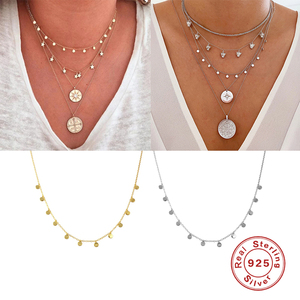 ROXI — collier ras du cou multirangs en argent 925 pour femmes, pièces de monnaie en or - Product Image 5