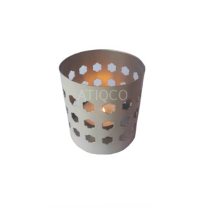 Top vente métal blanc fer votive Vintage métal bougie votive avec Antique Premium Design métal bougie votive grande qualité - Product Image 1