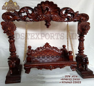 Jhoola en bois de teck avec finition noyer, artisanat pour la maison, balançoire en bois pour le salon, finition brun brillant, balançoire en bois pour la maison - Product Image 6