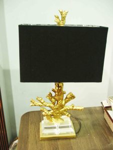 Modern crystal base aluminum gold painted tree design body and black fabric rectangular shape shade attractive table desk <b>lamp</b> - Product Image 2