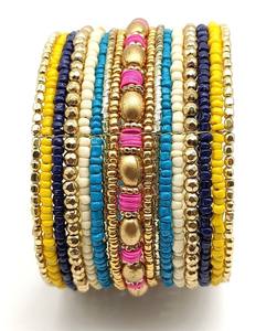 Handmade Seed beaded bangle fashionable gold plated <b>cuff</b> bangle women & girls party ware jewellery gift for her women statesmen - Product Image 2