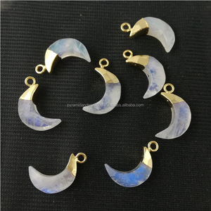 Pequeño Flash de la piedra lunar del arco iris de la Media Luna Media luna encantos colgante - Product Image 4