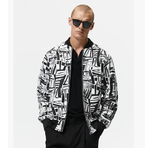 แจ็กเก็ตบอมเบอร์พิมพ์ลาย3D ตามสั่งสำหรับผู้ชายแจ็คเก็ตกันน้ำเข้ารูปลำลองมีซิปแจ็คเก็ตทอไนลอนผ้าฝ้าย - Product Image 1
