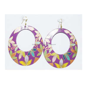 Hong Kong Antique Show bijoux pour femmes 1935 laiton bijoux décontractés Festival martelé coloré boucles d'oreilles gants pour femmes - Product Image 6