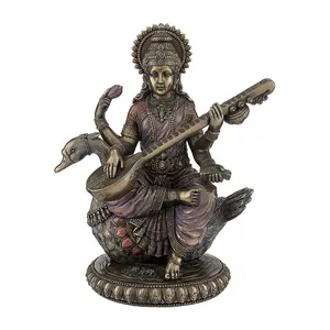 Diseño Veronés-SARASWATI ON SWAN-diosa hindú del conocimiento-bronce fundido frío-OEM disponible