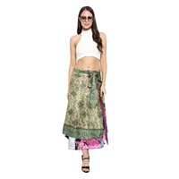 Falda Larga Cruzada Reversible de Poliéster Vintage con Estampado Floral Bohemio para Mujer
