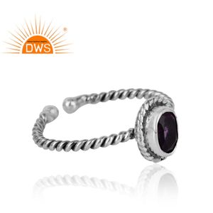 Natural Amethyst Gemstone Ring Handmade Oxidized 925 Sterling Silver Ring Antique Rings Jewelry Supplier - Product Image 3