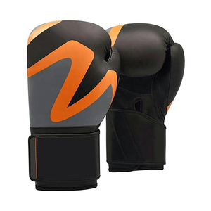 Gants de boxe personnalisés avec logo, en cuir PU respirant, pour toutes les saisons, accessoire de fitness, design noir et orange - Product Image 1
