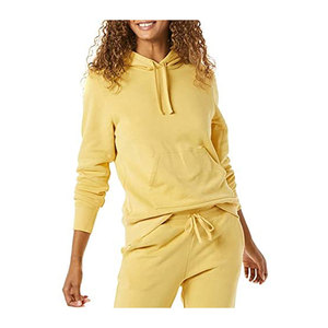 Custom Logo Embroidered <b>Plus</b> <b>Size</b> Women's Winter Hoodie <b>Joggers</b> <b>Set</b> Casual Washed Cotton Fleece Eco-Friendly Sweat Suit Plain - Product Image 1