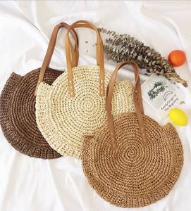 Sac femme tressé de haute qualité, nouveau modèle 2024, simple, rond/à bandoulière, de plage, tendance, en paille, grande taille - Product Image 1