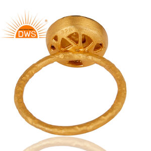 Plaqué or jaune 18 carats en argent sterling 925 cristal de quartz Polki aspect antique bague fournisseur de bijoux Collection classique - Product Image 3