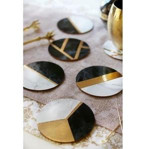 แผ่นรองจานบนโต๊ะถาดรองแก้วโลหะสีทองหรูหราตกแต่งโต๊ะสำหรับกาแฟและแก้ว - Product Image 6