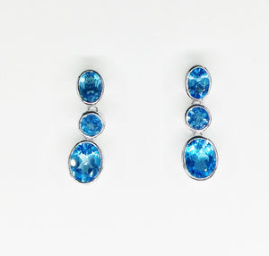 Pendientes de Topacio Azul y gemas para mujer, aretes de Plata de Ley 925 de alta calidad hechos a medida, venta al por mayor - Product Image 3