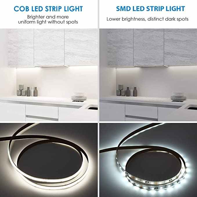 고품질 10mm COB LED 스트라이프 조명 일광 화이트 6500K 밝기 조절이 가능한 LED 라이트 스트립 슈퍼 브라이트 24V 와 3M 자체 접착 90