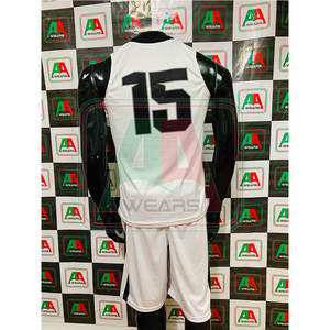 Conjunto de uniforme de baloncesto de talla grande transpirable de alta calidad para hombre, superventas de 2025, Color blanco, ropa de baloncesto en V, sublimación - Product Image 2