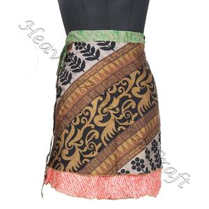 Venta al por mayor lote de minifaldas de Sari indio reciclado de Rajasthani diseño envolvente de talla grande para el verano - Product Image 4