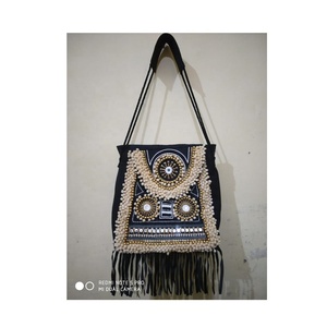 Bolso de compras de fiesta de noche de tela de algodón bohemio elegante para mujer diseño de patrón de hilo con cremallera bordado de moda - Product Image 3