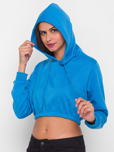 Haut court à capuche personnalisé pour femme, en polaire écologique, décontracté, coupe ample, manches longues, style oversize, pour l'hiver - Product Image 2