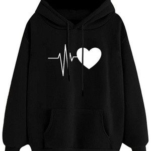 Sweat à capuche à manches longues avec poche, imprimé cœur, élégant, nouveau, - Product Image 1