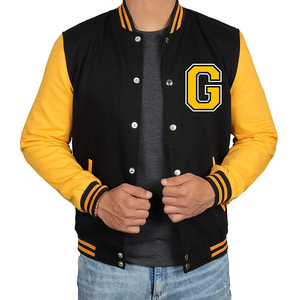 Chaqueta con letras amarillas y negras de alta calidad con forro cómodo Característica de invierno ligera personalizada OEM - Product Image 1