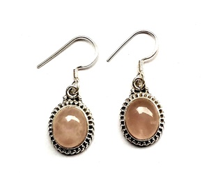 Csja — boucles d'oreilles ovales en argent Sterling 925, boucles d'oreilles pendantes, pierre de Quartz Rose, goutte d'eau pour filles - Product Image 4