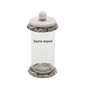 New Latest Design <b>Glass</b> Canister with Lotus Metal Lid - Product Image 3