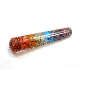 Orgone Seven Chakra Crystal Quartz <b>Smooth</b> Massage Wand Meditation Reiki Healing Natural Gemstone Wand - Product Image 1