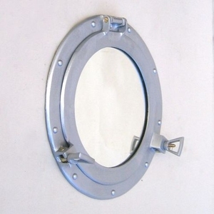 Nautical Porthole Wall Mirror | Ship Style Round Decorative Mirror | Metal <b>Frame</b> Marine Home Decor Wall Hanging Accent Mirror - Product Image 1