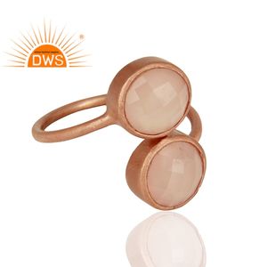 Rose Chalcedony Gemstone Ring Designer Handmade Rose Gold Plated Silver Unisex Ring Jewelry Manufacturer - Product Image 2