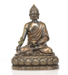 Estatua de Buda de Poliresina con Acabado Bronce, en Pose de Meditación y Bendición - Product Image 1