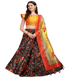 Bollywood georgette feuille impression travail lehenga choli avec dentelle travail dupatta fête porter prix de gros vêtement ethnique ApparelGarment - Product Image 6