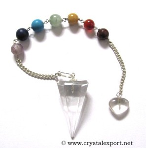 Wholesaler of Crystal Quartz 6 Facets Chakra Pendulums : Crystal Quartz 6 Facets Chakra Pendulums for Sale - Product Image 1