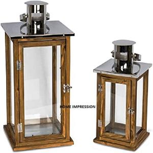 Nuevas linternas de mesa de lujo de hierro marroquí, farolillos colgantes marroquíes, Juego de 2 linternas de diseñador hechas a mano chapadas brillantes de Color dorado - Product Image 5