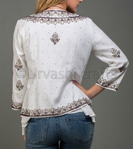 Fabricante indio de algodón hecho a mano bordado a mano con cuentas de trabajo de manga completa ocasión ropa niñas chaquetas - Product Image 4