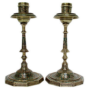 BOUGIE ANCIEN GRAVÉ EN LAITON VINTAGE par BRASSWORLD INDIA - Product Image 6