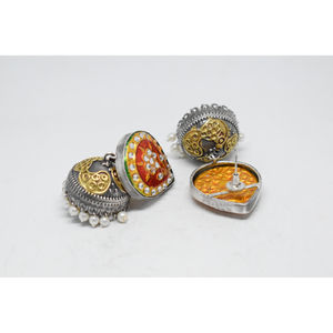 Meenakari ห่วงหินทองเหลือง,ตุ้มหูแฟชั่นล่าสุดสำหรับสตรีและสุภาพสตรี - Product Image 2