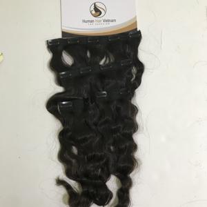Clip en Vietnam extensión de cabello humano 100gram, extensión de pieza de cabello humano 100 ondulado natural con 3 tiras 13clips - Product Image 3