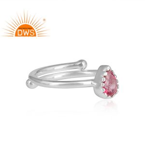 ผู้ค้าส่งลูกแพร์ธรรมชาติรูปสีชมพูบุษราคัมผู้ผลิตเครื่องประดับแหวนแฟชั่นของสาวเงินแท้925 - Product Image 3