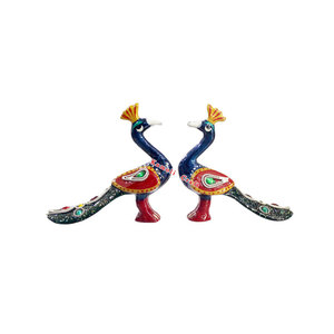 Pintado a mano decorativo meenakari estatua del Pavo Real - Product Image 6