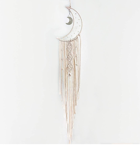 Suspension murale en macramé, lune et attrape-rêve, décoration d'intérieur et d'extérieur, tissé à la main, nouveau modèle tendance - Product Image 1