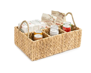 Eco-friendly Double-Tiered Standing Water Hyacinth Kitchen Cutlery Storage <b>Rack</b> Multifunctional Non-Folding for <b>Utensils</b> Picnic - Product Image 1