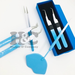 Pince à cils professionnelle en acier inoxydable bleu pince à épiler extension de faux cils vison Anti-magnétique pince à épiler Durable pointe lisse - Product Image 2