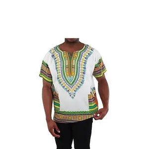 Custom Afrikaanse Dashiki T-shirt Unisex 100% Katoen Afrikaanse Dashiki Groothandel Afrikaanse Traditionele Dashiki Rokken Nieuwe Ontwerp Dashik