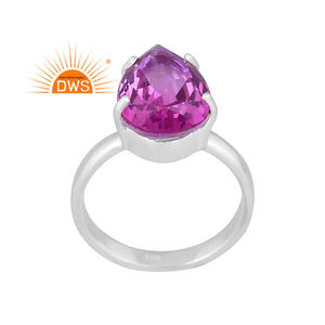 925 argent Sterling fin naturel Bio améthyste Doublet Quartz pierres précieuses bague empilable fabrication de bijoux - Product Image 1