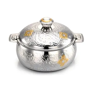 Marmite à fondue Ajanta au design moderne et élégant avec motif floral doré, petite quantité minimale de commande acceptée - Product Image 1