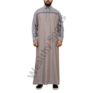 Thobe arabe grande taille de haute qualité pour hommes nouveau Design islamique manches longues 100% coton thobes saoudien arabe marocain avec panneaux - Product Image 1