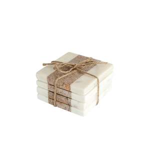 Housewarming Grey Stone Marble and <b>Wood</b> <b>Coasters</b> for Drinks <b>Wood</b> Cup Pad <b>Coaster</b> Set for Party Use - Product Image 1